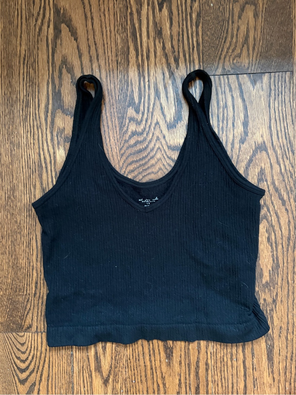 silence + noise Black Ribbed Scoop Cropped Tank
